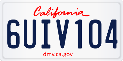 CA license plate 6UIV104