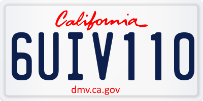 CA license plate 6UIV110