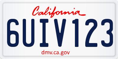 CA license plate 6UIV123