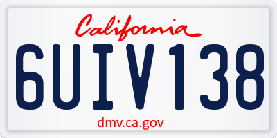 CA license plate 6UIV138