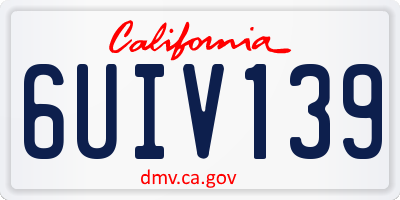 CA license plate 6UIV139