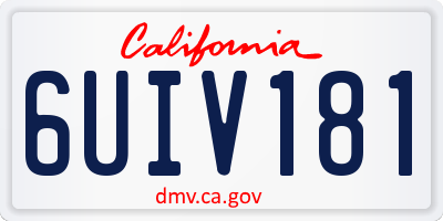 CA license plate 6UIV181