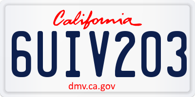 CA license plate 6UIV203