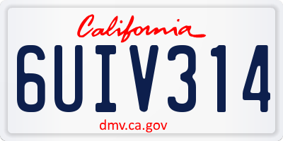 CA license plate 6UIV314