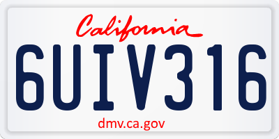 CA license plate 6UIV316