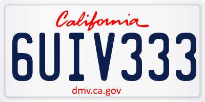 CA license plate 6UIV333