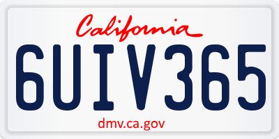 CA license plate 6UIV365
