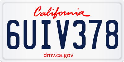 CA license plate 6UIV378