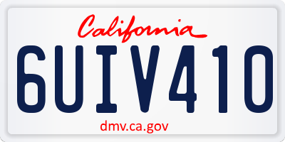 CA license plate 6UIV410