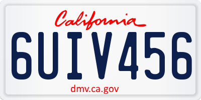 CA license plate 6UIV456