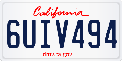 CA license plate 6UIV494