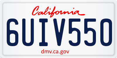 CA license plate 6UIV550
