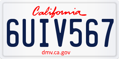 CA license plate 6UIV567