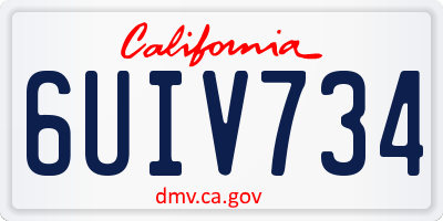 CA license plate 6UIV734