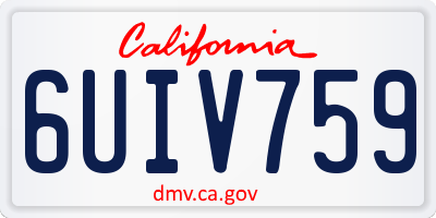 CA license plate 6UIV759
