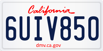 CA license plate 6UIV850