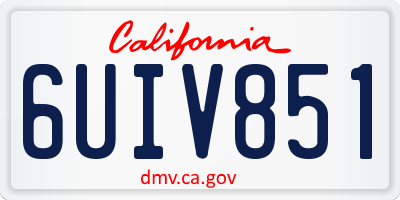 CA license plate 6UIV851