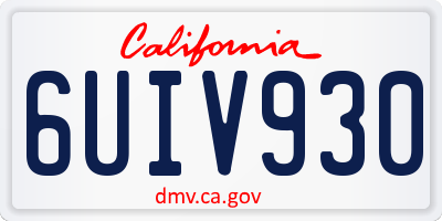 CA license plate 6UIV930