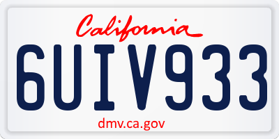 CA license plate 6UIV933