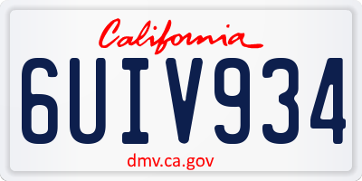 CA license plate 6UIV934
