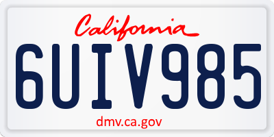 CA license plate 6UIV985