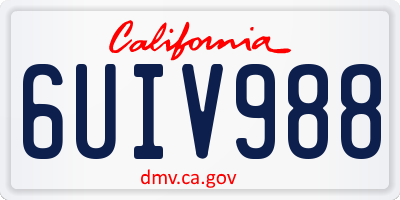 CA license plate 6UIV988