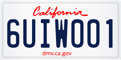 CA license plate 6UIW001