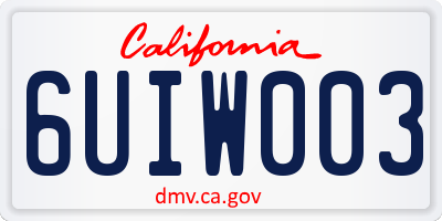 CA license plate 6UIW003
