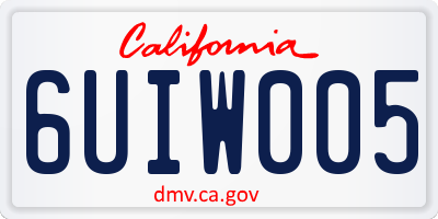 CA license plate 6UIW005