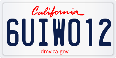 CA license plate 6UIW012