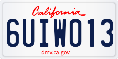 CA license plate 6UIW013