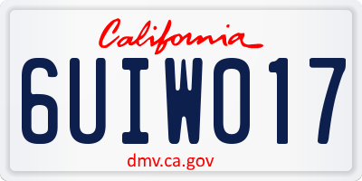 CA license plate 6UIW017