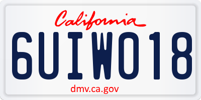 CA license plate 6UIW018