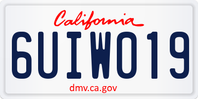 CA license plate 6UIW019