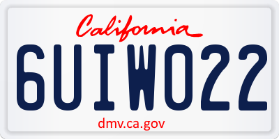 CA license plate 6UIW022