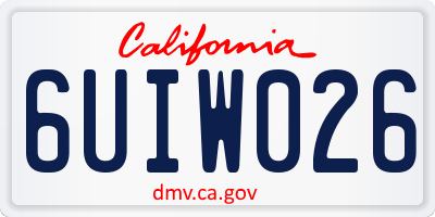 CA license plate 6UIW026