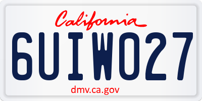 CA license plate 6UIW027
