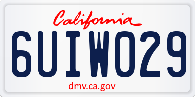 CA license plate 6UIW029