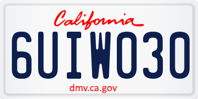 CA license plate 6UIW030