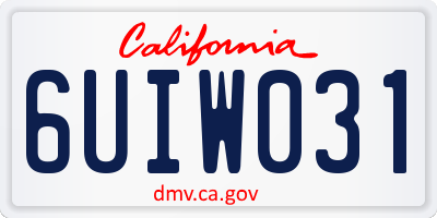 CA license plate 6UIW031