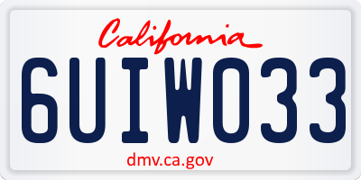 CA license plate 6UIW033