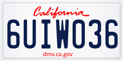 CA license plate 6UIW036