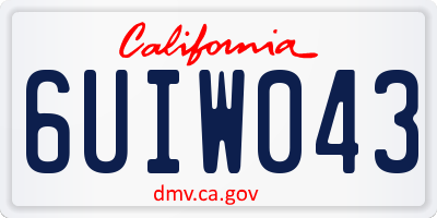 CA license plate 6UIW043