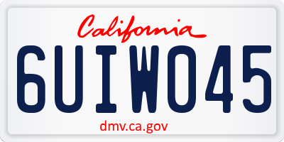 CA license plate 6UIW045