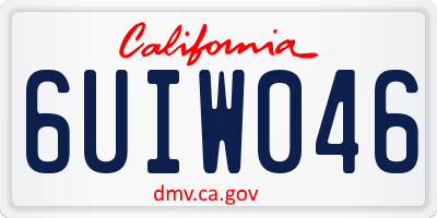 CA license plate 6UIW046