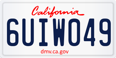 CA license plate 6UIW049
