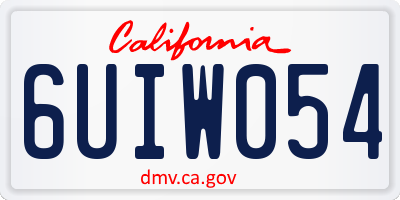 CA license plate 6UIW054
