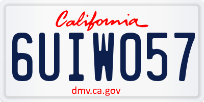 CA license plate 6UIW057