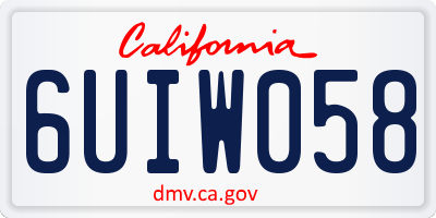CA license plate 6UIW058