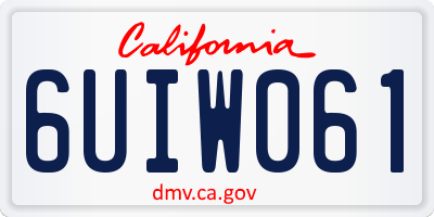CA license plate 6UIW061